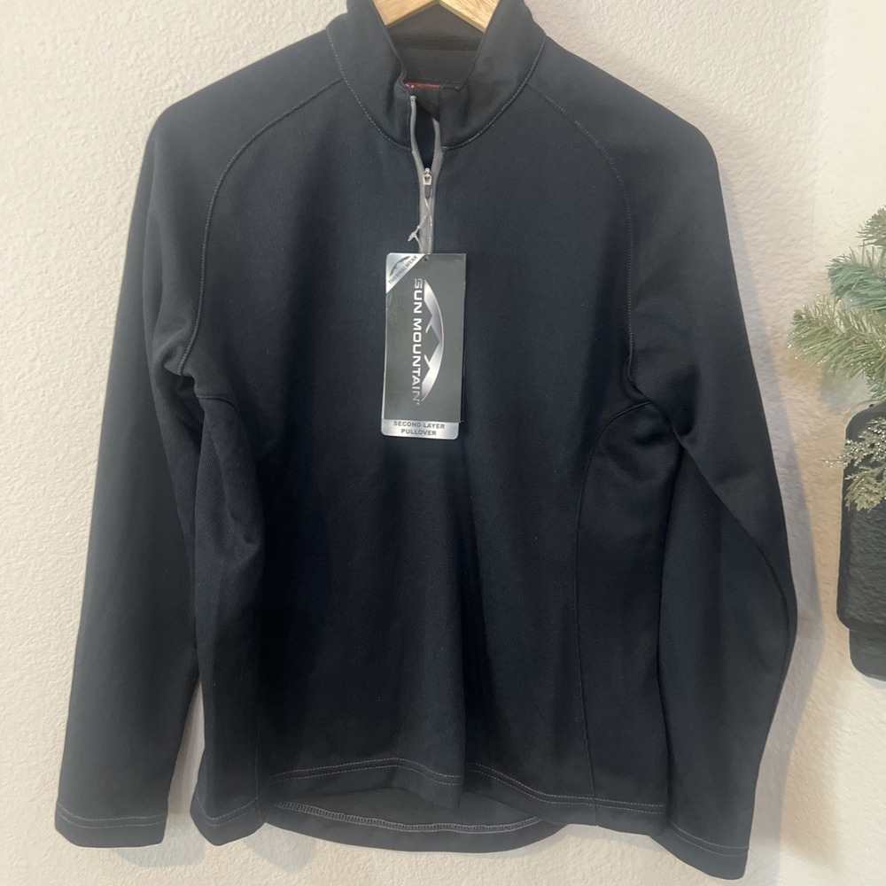 Sun Mountain NWT BLACK Thermal Wear 3/4 Zip Jacket Women's Golf 2ND Layer MEDIUM